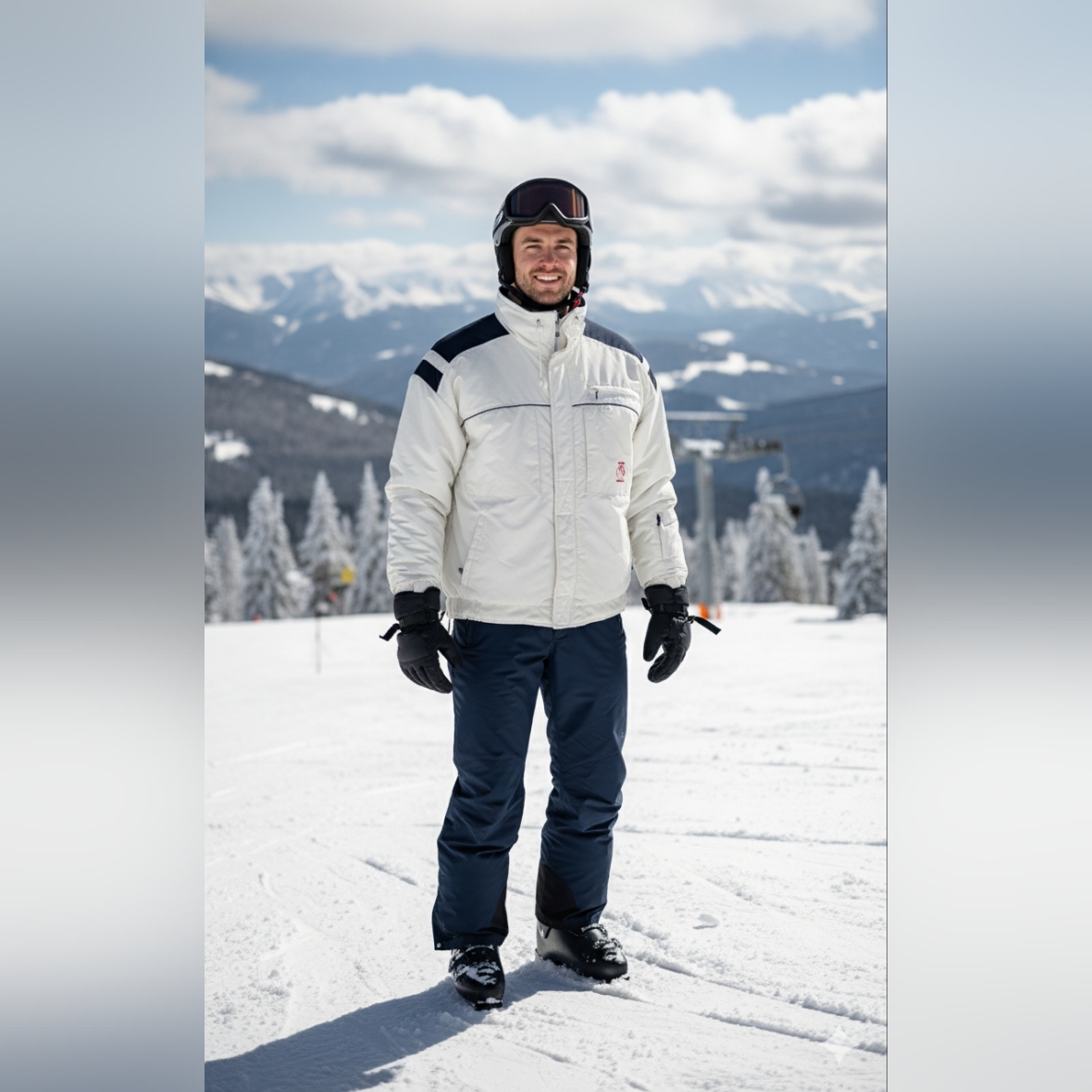 Roffe Skiwear Men's White And Black Ski Jacket